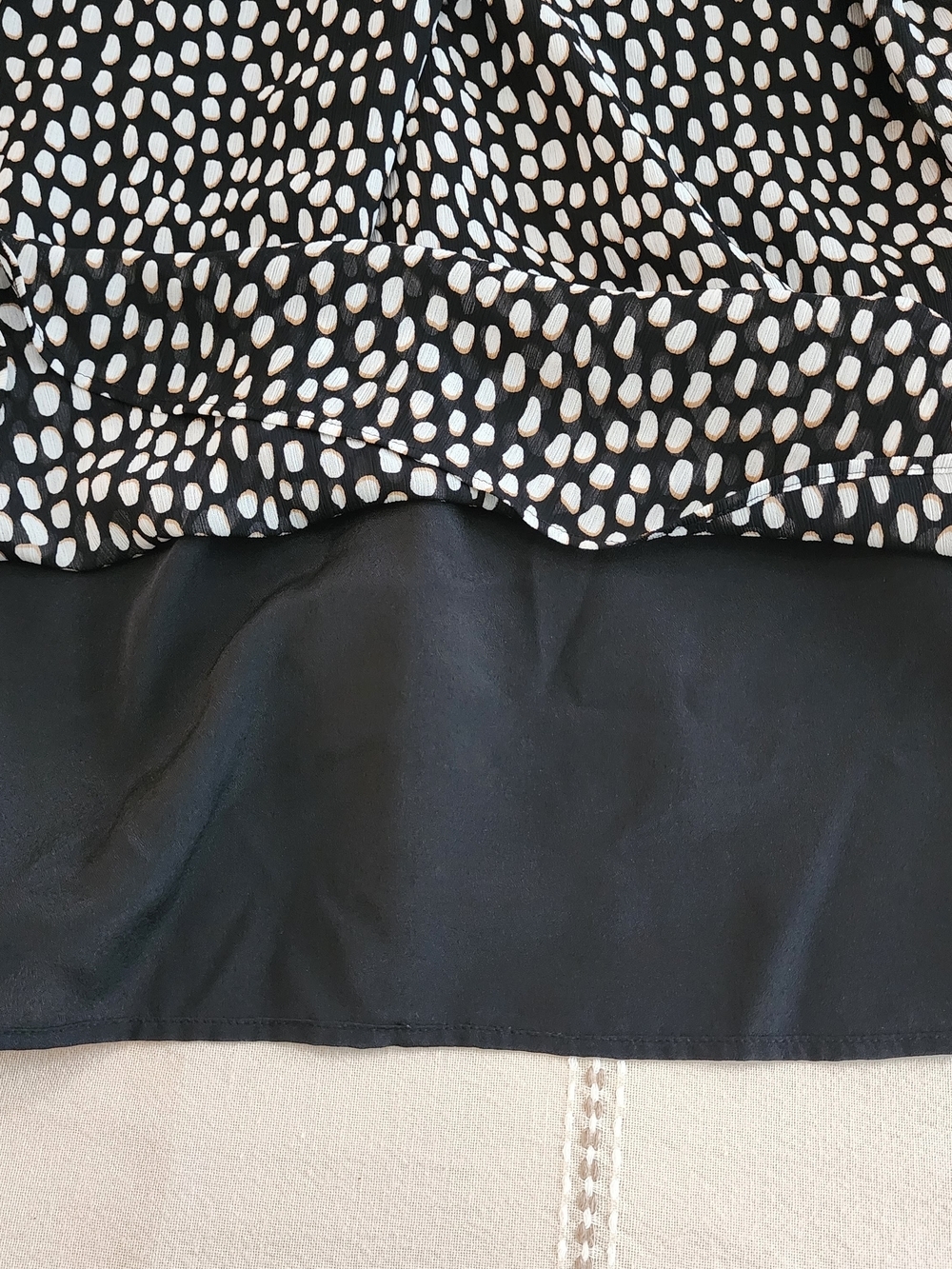 J. Crew Black and White Smocked Neck Top Longsleeve Women Size L Work Office - Picture 6 of 9